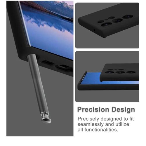 Samsung Galaxy S23 Ultra Luxury Soft Rubber Liquid Silicone Skin Touch Feel Cover Case Black