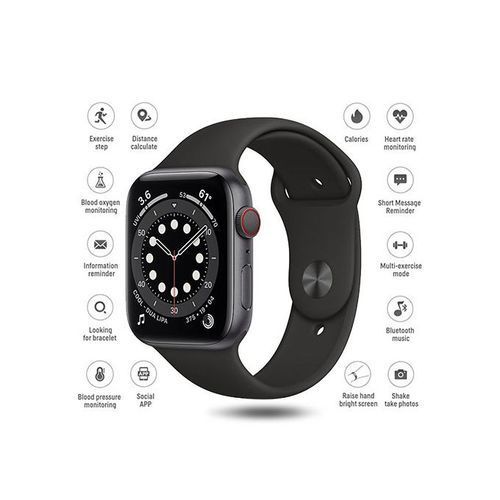 Smart Watch  Waterproof Full Screen Bt Call Music Sport Smart Watch - Black