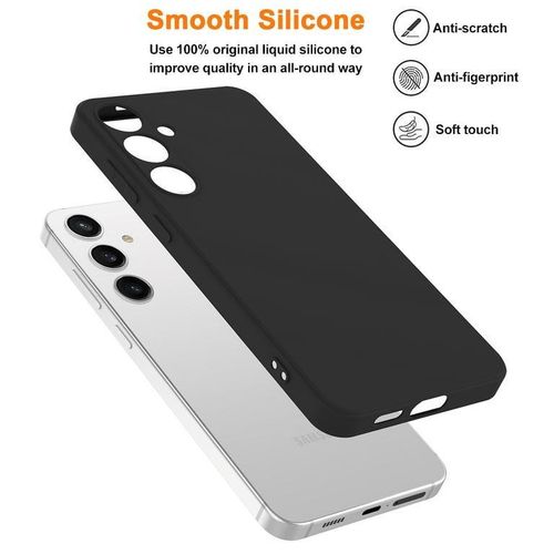 Samsung For Galaxy S24 Phone Case, Shockproof Liquid Silicone Case Full-Body Protective Rugged Rubber Slim Cover with Microfiber Lining for Galaxy S24 (black )