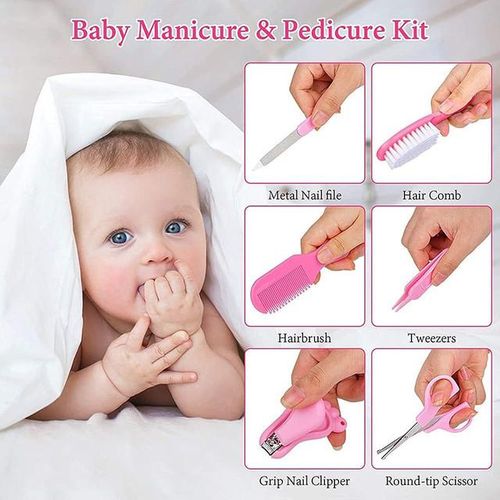 13 PCS Baby Healthcare and Grooming Kit including Thermometer, Feeder, Nasal Aspirator, Finger, Toothbrush Newborn Manicure Set Infant Nail etc... - Blue