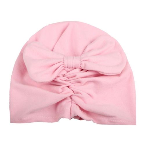 Cute Newborn Baby Hat Girls Velvet Bowknot Beanies Hats Comfortable Pleated Caps Infant Accessories New,Pink NO5114