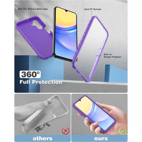 Samsung Galaxy A15 5G Silicone Case , Liquid Gel Rubber Bumper Case With Soft Microfiber Lining Cushion Slim Hard Shell Shockproof Protective Cover For Samsung Galaxy A15 5G  -Purple