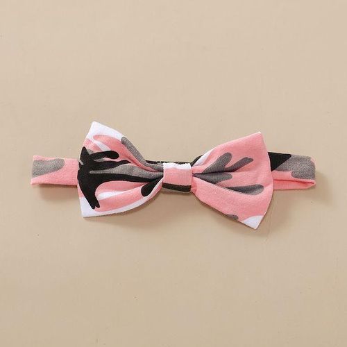 Baby Girls Outfit Set Pink 3D Bow Long Sleeve Shirt + Camou Pants + Headband