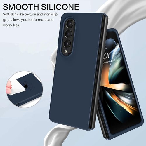 Samsung Galaxy Z Fold 2, 3, 4 5G Liquid Silicone Case , Soft Gel Rubber Ultra Thin Anti-Scratch Design Protective Cover - Blue
