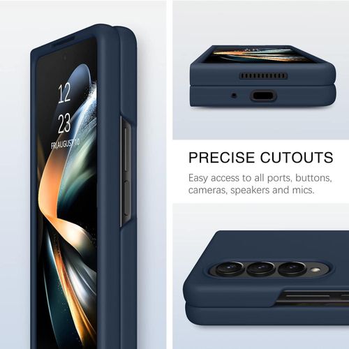 Samsung Galaxy Z Fold 2, 3, 4 5G Liquid Silicone Case , Soft Gel Rubber Ultra Thin Anti-Scratch Design Protective Cover - Blue