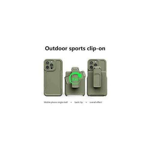 IPhone 15 14 13 12 11 Pro Max Case,Dual-Layer Silicone+PC Enhanced Four Corners Anti-Drop Shock Absorption Cover With 360&deg; Rotatable Durable Back Clip Holster Military Shockproof Case-Army Green