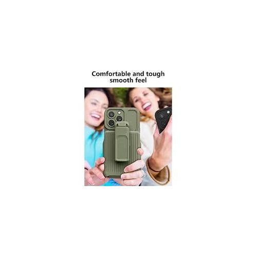 IPhone 15 14 13 12 11 Pro Max Case,Dual-Layer Silicone+PC Enhanced Four Corners Anti-Drop Shock Absorption Cover With 360&deg; Rotatable Durable Back Clip Holster Military Shockproof Case-Army Green