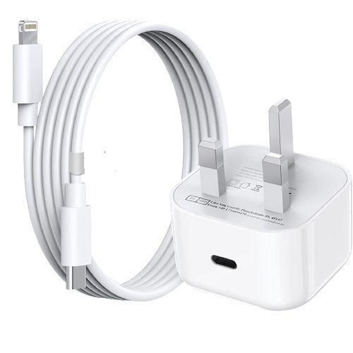 Iphone Original 20W USB-C Super Fast Charger With Type-C To Lightening Cable 20watts Full Kit-White
