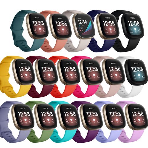 Silicone Band for  Versa 3 Smart Watch Double-Buck Waterproof Small Large Women Men let band for  Sense strap-black