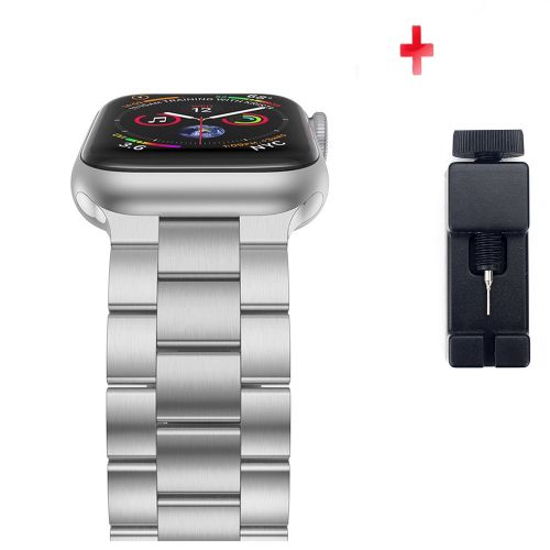 For Apple Watch band strap Series 6/5/4/3/2/1 40mm 44mm 38mm 42mm Women Men Stainless Steel Band Iwatch metal Replacement Strap SZYT-Silver