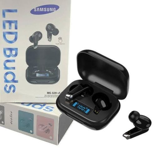 High Quality Wireless BT Led Earbuds Samsung Mg-S20 With Mic, Strong Battery, Quality Sound In Black