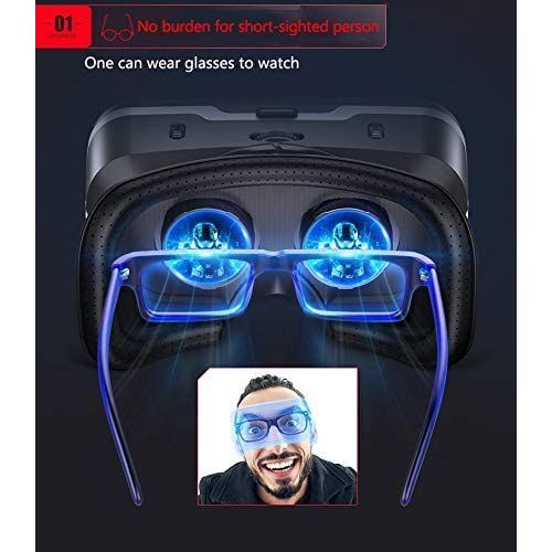 VR SHINECON 3D Glasses Virtual Reality Headset for iPhone Android Smartphone Smart Phone Goggles Lunette Set, Color May Vary.