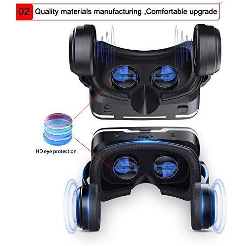 VR SHINECON 3D Glasses Virtual Reality Headset for iPhone Android Smartphone Smart Phone Goggles Lunette Set, Color May Vary.