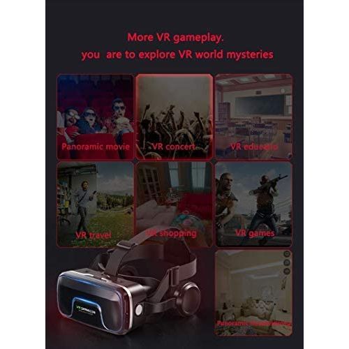 VR SHINECON 3D Glasses Virtual Reality Headset for iPhone Android Smartphone Smart Phone Goggles Lunette Set, Color May Vary.