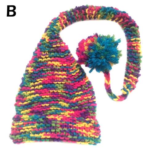 Newborn Knitted Hat Long Tail Soft Skin-friendly Handmade Photography Hat New,B NO5115