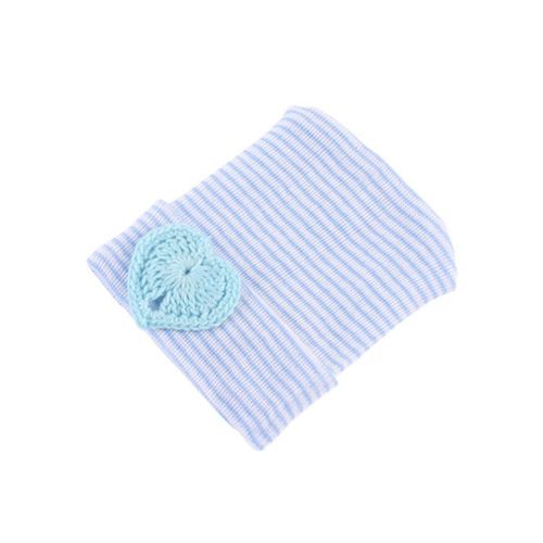 Newborn Infant Hospital Cap Knitted Cotton Striped Heart Baby Girls Boys Hats New,Blue NO5114