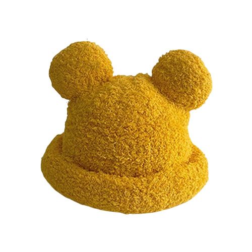 Babies Cute Bear Beanie High Quality Plush Fabric Winter Hat Winter Use for Infants Toddlers Babies,Yellow NO5116