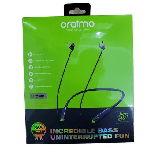 Oraimo Shark 4 OEB-E30D Neckband Havy Bass Wireless Earphone-Blue