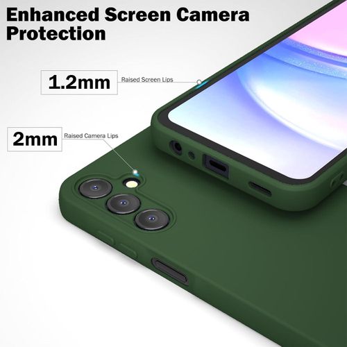 Samsung Galaxy A55 5G Case with 2 Pack Screen Protector, Liquid Silicone with Soft Anti-Scratch Microfiber Lining Shockproof Protective Cover-Green