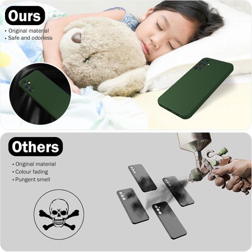 Samsung Galaxy A55 5G Case with 2 Pack Screen Protector, Liquid Silicone with Soft Anti-Scratch Microfiber Lining Shockproof Protective Cover-Green