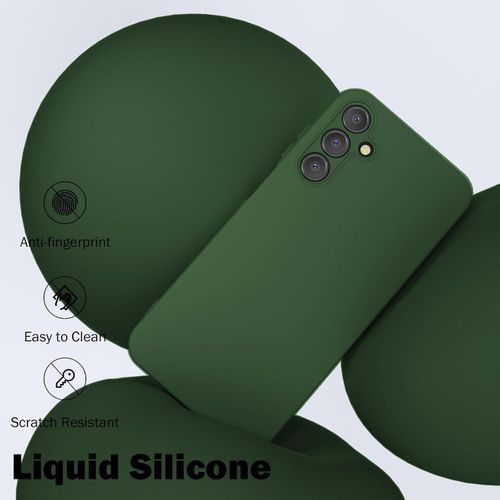 Samsung Galaxy A55 5G Case with 2 Pack Screen Protector, Liquid Silicone with Soft Anti-Scratch Microfiber Lining Shockproof Protective Cover-Green