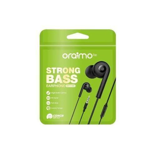 Oraimo 2 Pack Of OEP-E10 Strong Bass Earphones With Mic - Black and White