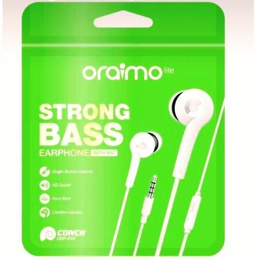 Oraimo 2 Pack Of OEP-E10 Strong Bass Earphones With Mic - Black and White