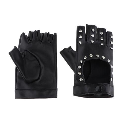 Half Palm Golves Rivets Faux Leather Cosplay Party Costume Fingerless