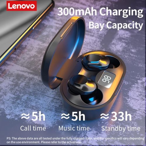 Lenovo XT91 Bluetooth 5.0 Earbuds Headphone Earphones Headset - Black