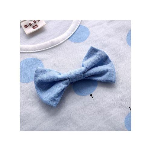 Fashion Girls Cartoon Apple Print TShirt  Short Cotton Suit  Blue