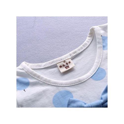 Fashion Girls Cartoon Apple Print TShirt  Short Cotton Suit  Blue