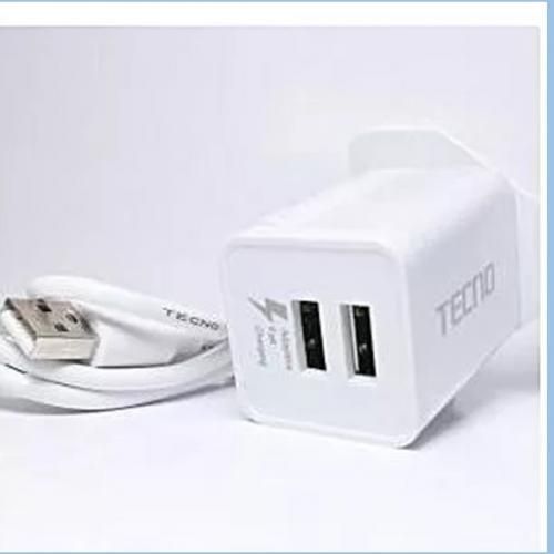 Tecno Fast Charger With 2 USB Ports - 2A - White