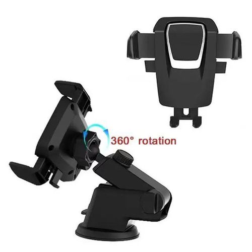 Car Desktop Stand Phone Holder With Silicone Sucker - Black