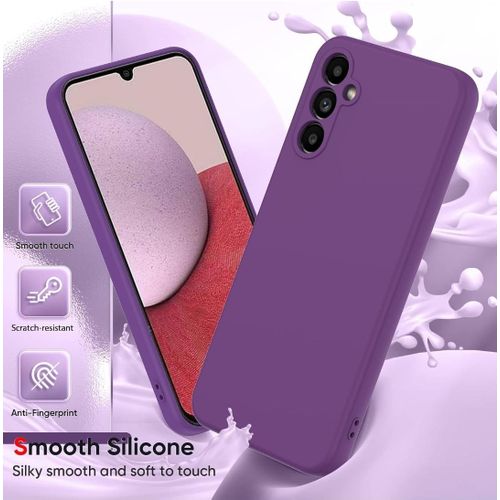 Samsung Galaxy A14 Luxury Soft Rubber Liquid Silicone Skin Touch Feel Cover Case With 2 Screen Protector A14 Cover With Screen Guard Maroon