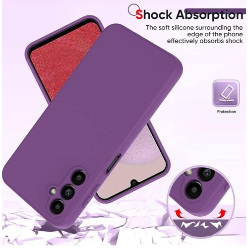 Samsung Galaxy A14 Luxury Soft Rubber Liquid Silicone Skin Touch Feel Cover Case With 2 Screen Protector A14 Cover With Screen Guard Maroon