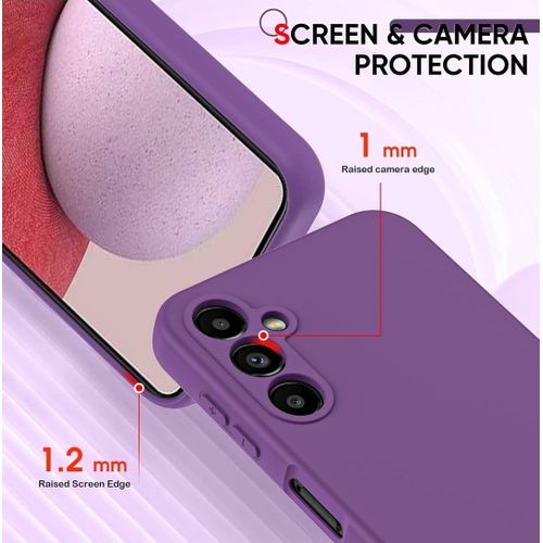 Samsung Galaxy A14 Luxury Soft Rubber Liquid Silicone Skin Touch Feel Cover Case With 2 Screen Protector A14 Cover With Screen Guard Maroon