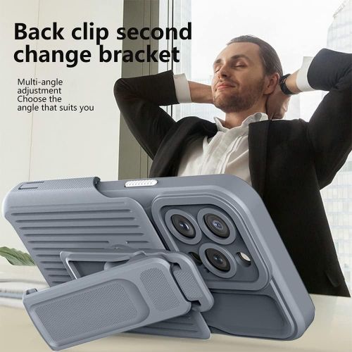 IPhone 15 14 13 12 11 Pro Max Case With Belt Clip Holster,Heavy Duty Hard Shockproof Armor Protector Case Cover,Military Grade Drop Protective,with 360° Rotating Kickstand- Gray