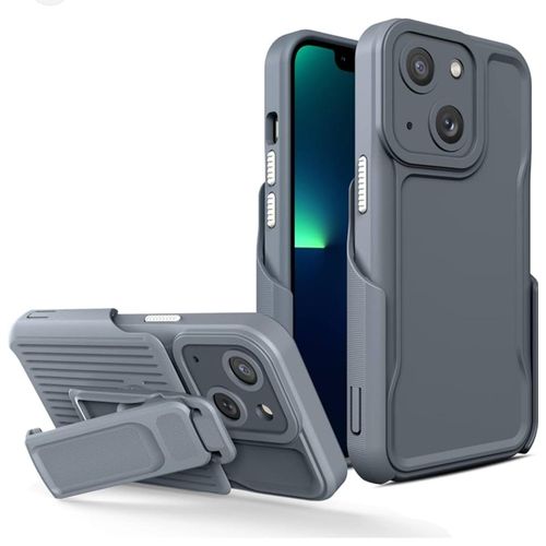 IPhone 15 14 13 12 11 Pro Max Case With Belt Clip Holster,Heavy Duty Hard Shockproof Armor Protector Case Cover,Military Grade Drop Protective,with 360° Rotating Kickstand- Gray