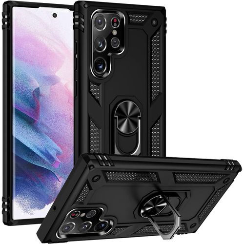 Samsung Galaxy S24 Ultra 5G Case, Military Grade Tough Heavy Armored Protective Phone Case With Magnetic Metal Ring Kickstand Slim Shockproof Duty Armor Cover Case-Black