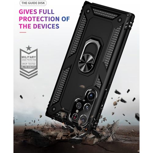 Samsung Galaxy S24 Ultra 5G Case, Military Grade Tough Heavy Armored Protective Phone Case With Magnetic Metal Ring Kickstand Slim Shockproof Duty Armor Cover Case-Black