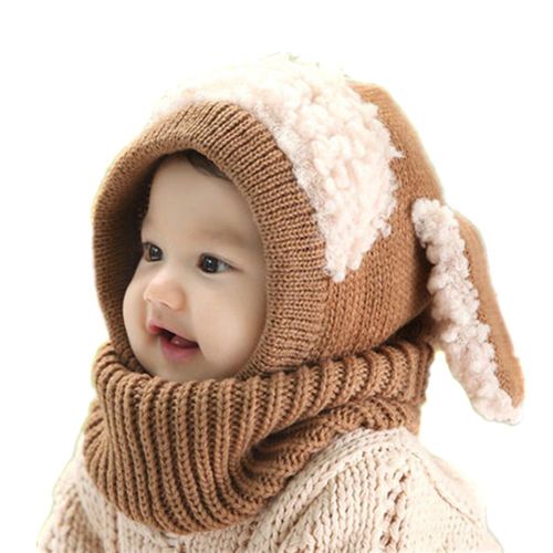 Baby Winter Scarf Hat Cap Face Mask Knitted Warm Beanie Neck Warmer for Outdoor New,Brown NO5116