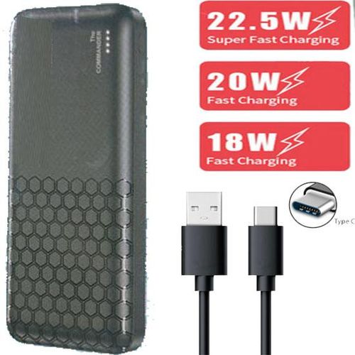 The Commander Power Bank with Fast USB Cables, 10000mAh -Black