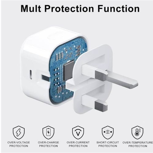Apple iPhone Fast Charger Cable and Plug, 20W USB C Charger Plug with 1M Fast Charger Cable iPhone Compatible with iPhone 14/12/13/11/X/8, Pad