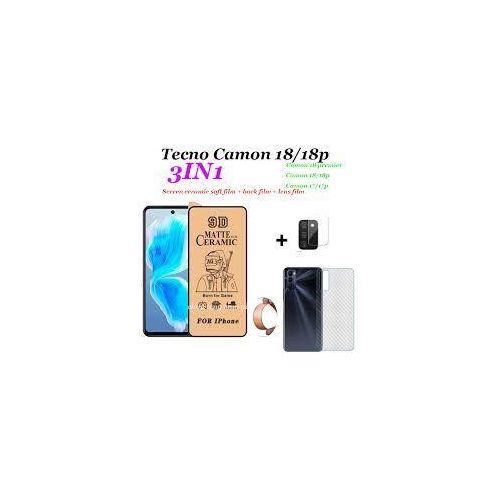 Tecno Camon 16 17 18 P Pro Premier.  Matte Ceramic Screen Protector Anti Fingerprint Scratch Guard -Black