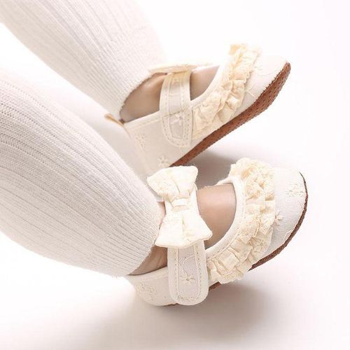 Spring And Autumn New Baby 0-1 Year Old Female Baby Princess Flat Shoes Butterfly Knot Soft Bottom Non Slip Sneaker