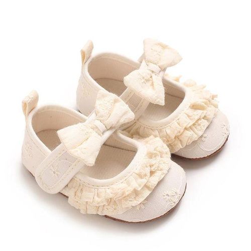 Spring And Autumn New Baby 0-1 Year Old Female Baby Princess Flat Shoes Butterfly Knot Soft Bottom Non Slip Sneaker