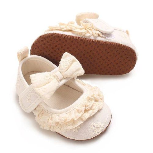 Spring And Autumn New Baby 0-1 Year Old Female Baby Princess Flat Shoes Butterfly Knot Soft Bottom Non Slip Sneaker