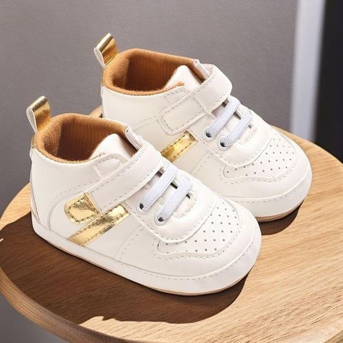Spring And Autumn Baby Shoes Soft Rubber Soled Walking Shoes 0-1 Year Old Anti Slip Comfortable Versatile Sports White Shoes