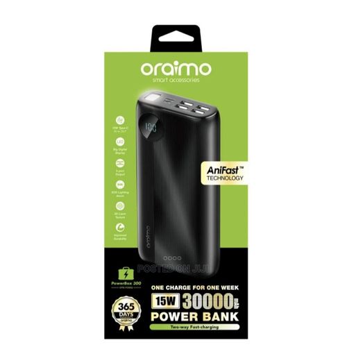 Oraimo Digital Charging 30000mAh Power Bank - Black