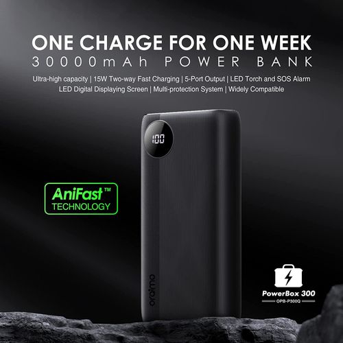 Oraimo Digital Charging 30000mAh Power Bank - Black